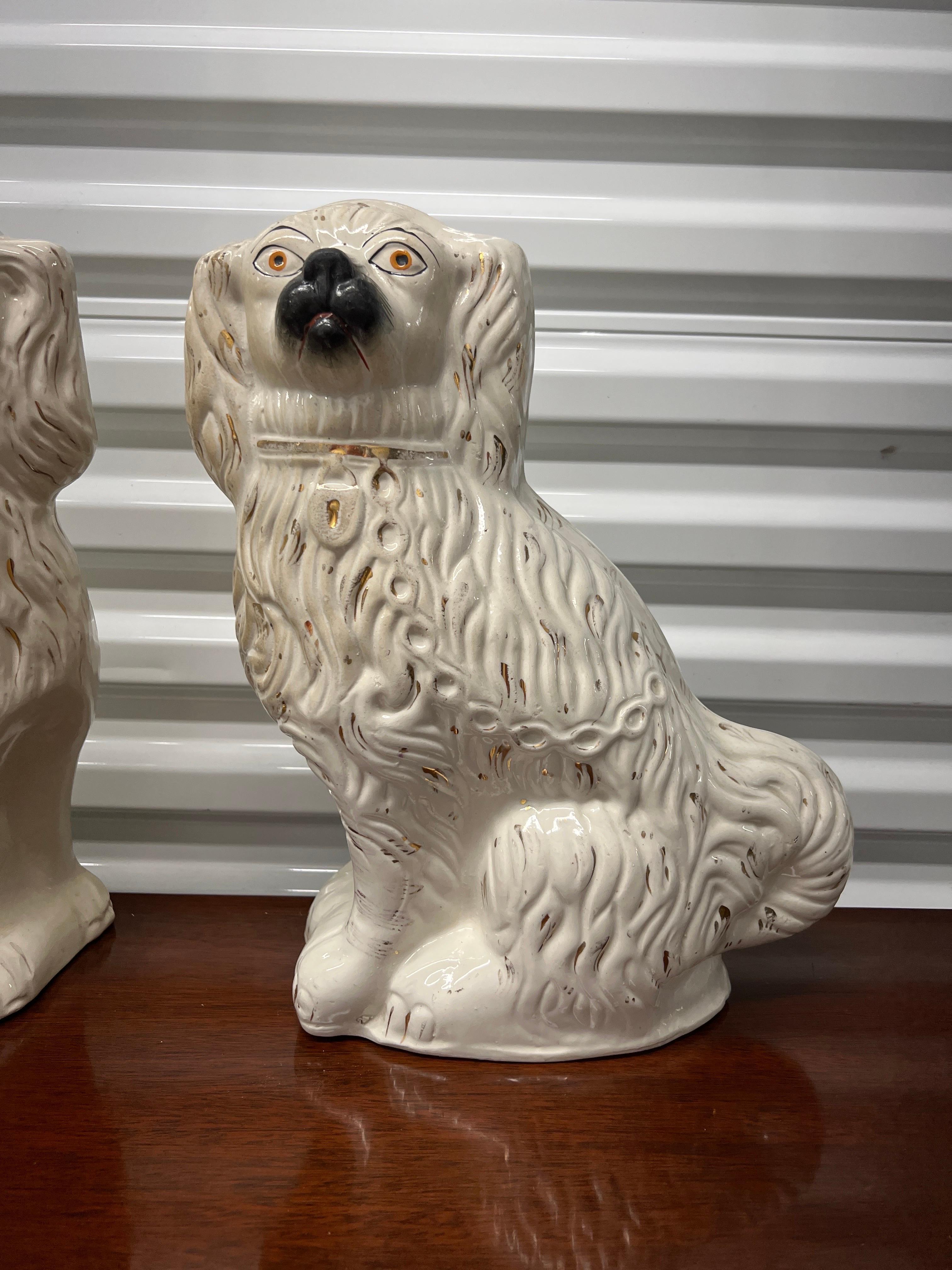 British Pair of 19th Century Large Staffordshire Spaniels For Sale