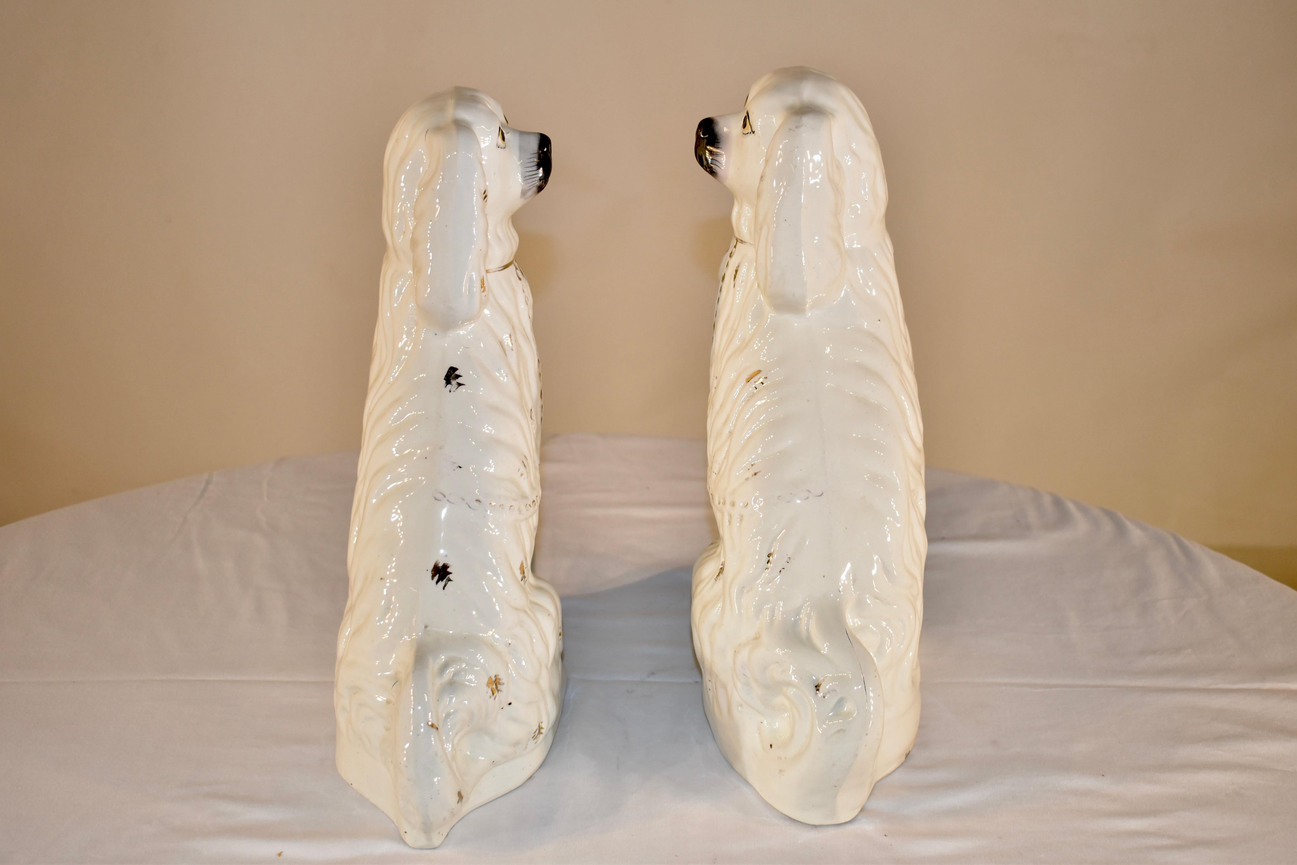 Victorian Pair of 19th Century Large Staffordshire Spaniels