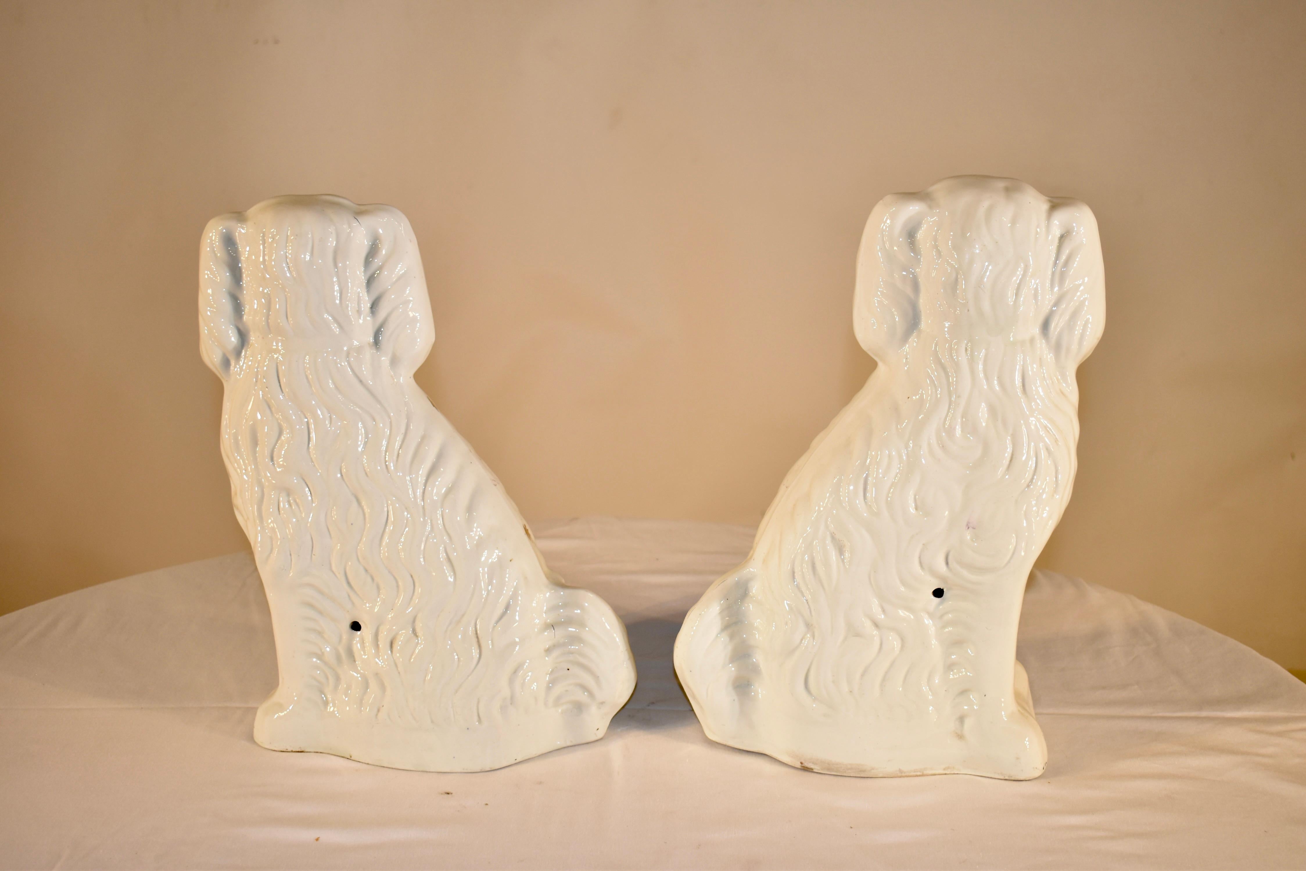 Glazed Pair of 19th Century Large Staffordshire Spaniels