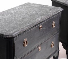 Pair of 19th Century Late Gustavian Chests, with Porphyry Painted Tops