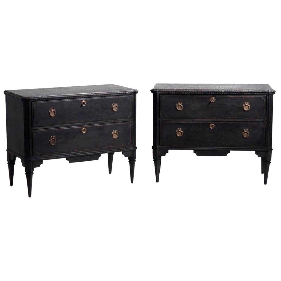 Pair of 19th Century Late Gustavian Chests, with Porphyry Painted Tops
