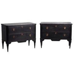 Pair of 19th Century Late Gustavian Chests, with Porphyry Painted Tops