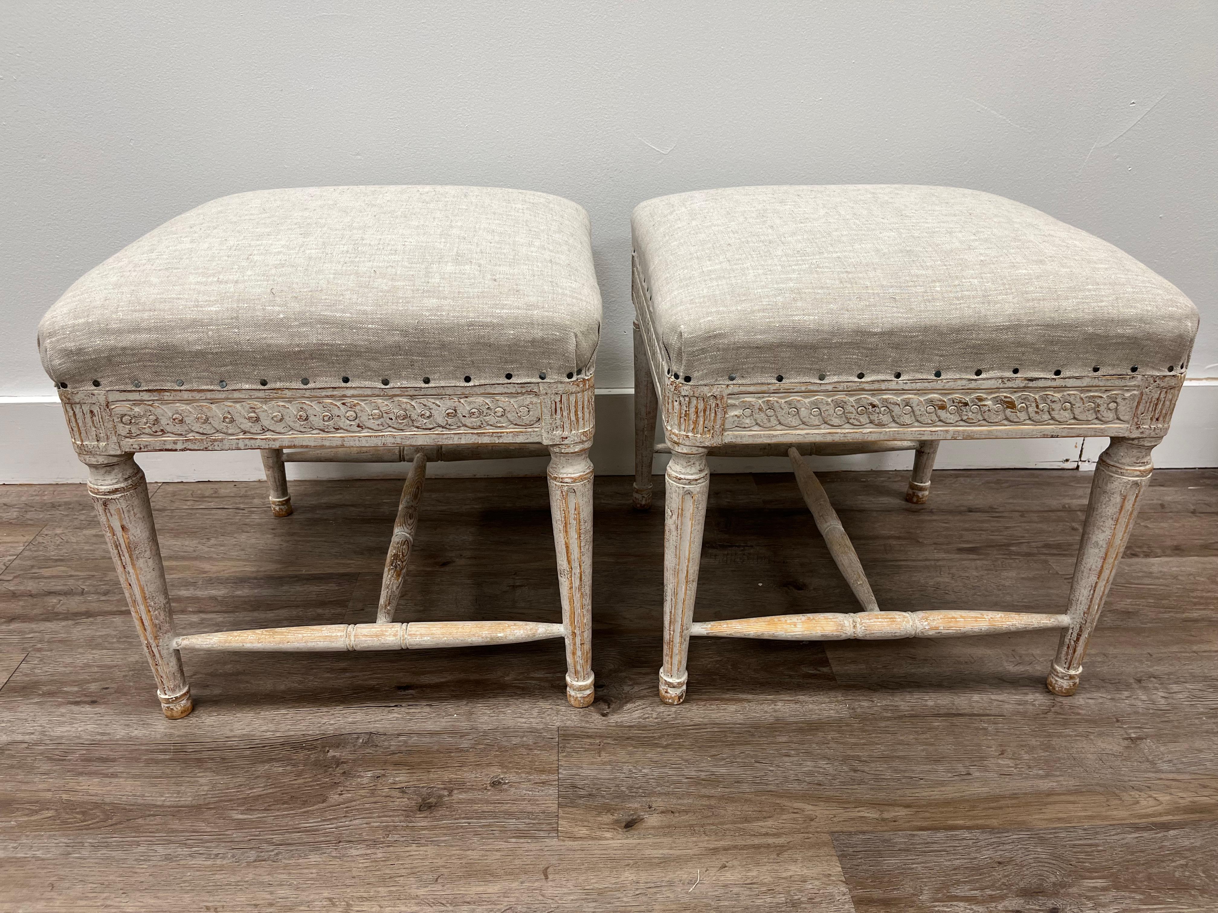Swedish Pair of 19th Century Late Gustavian Footstools For Sale