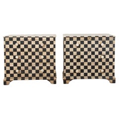 Pair of 19th Century Later Painted Chequered Chest of Drawers