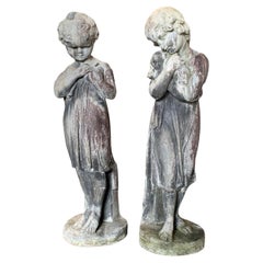 Pair of 19th Century Lead Garden Statues