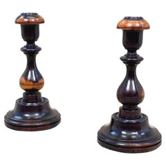 Pair Of 19th Century Lignum Vitae Treen Candlesticks