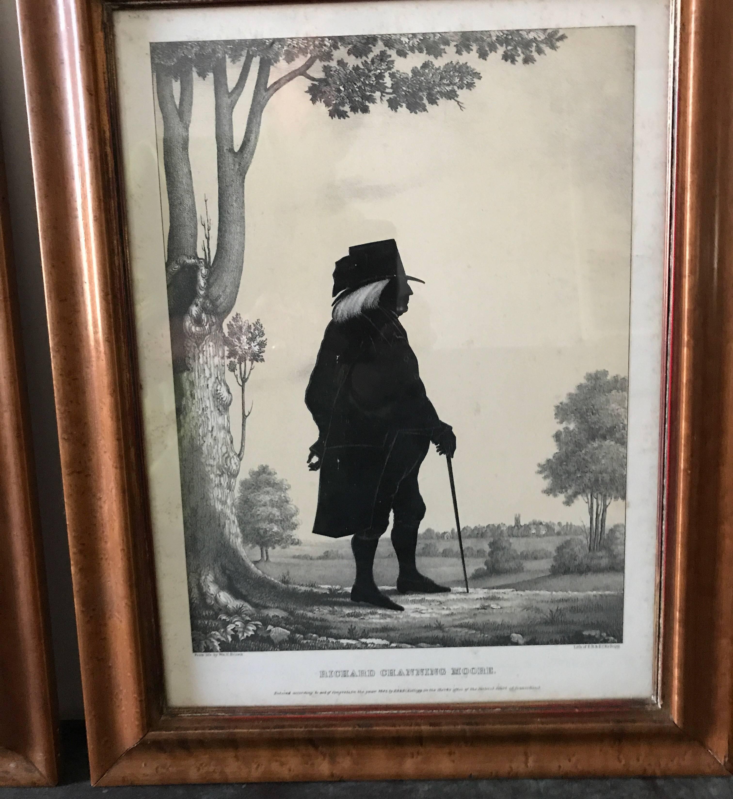 American Empire Pair of 19th Century Lithographs of Gentlemen For Sale