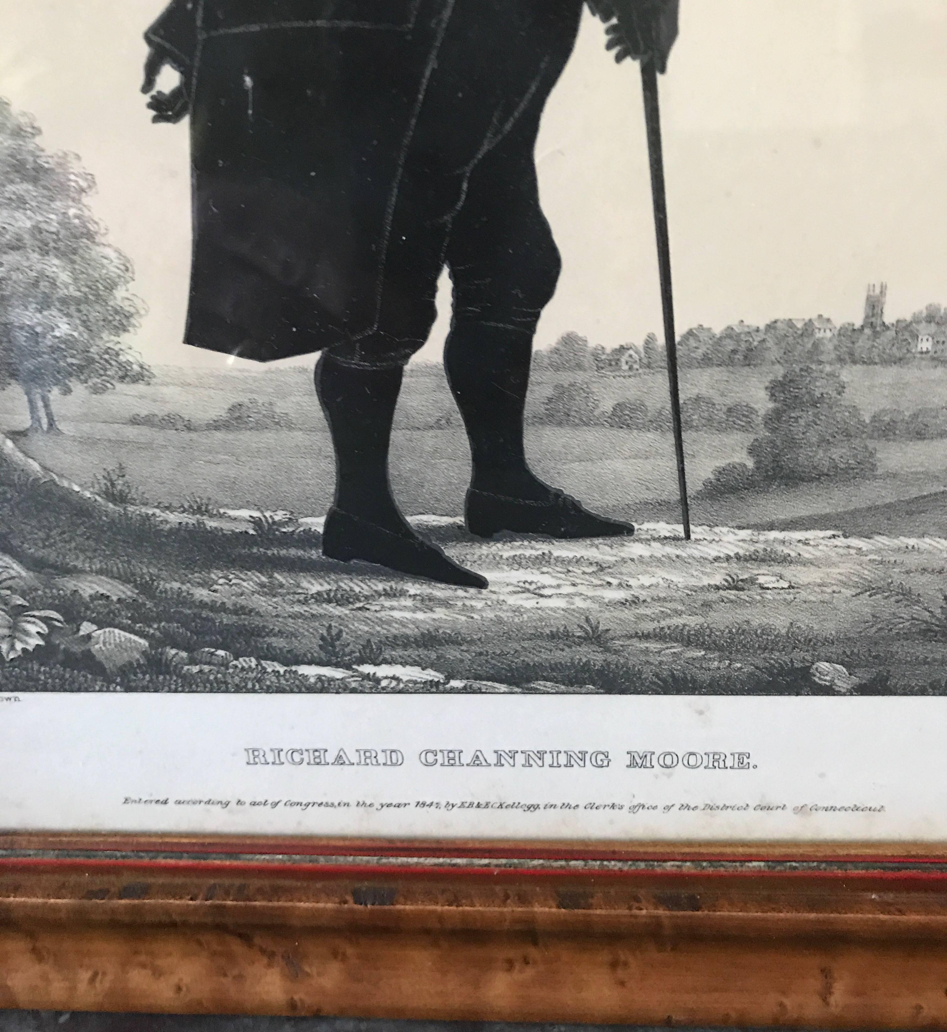 American Pair of 19th Century Lithographs of Gentlemen For Sale