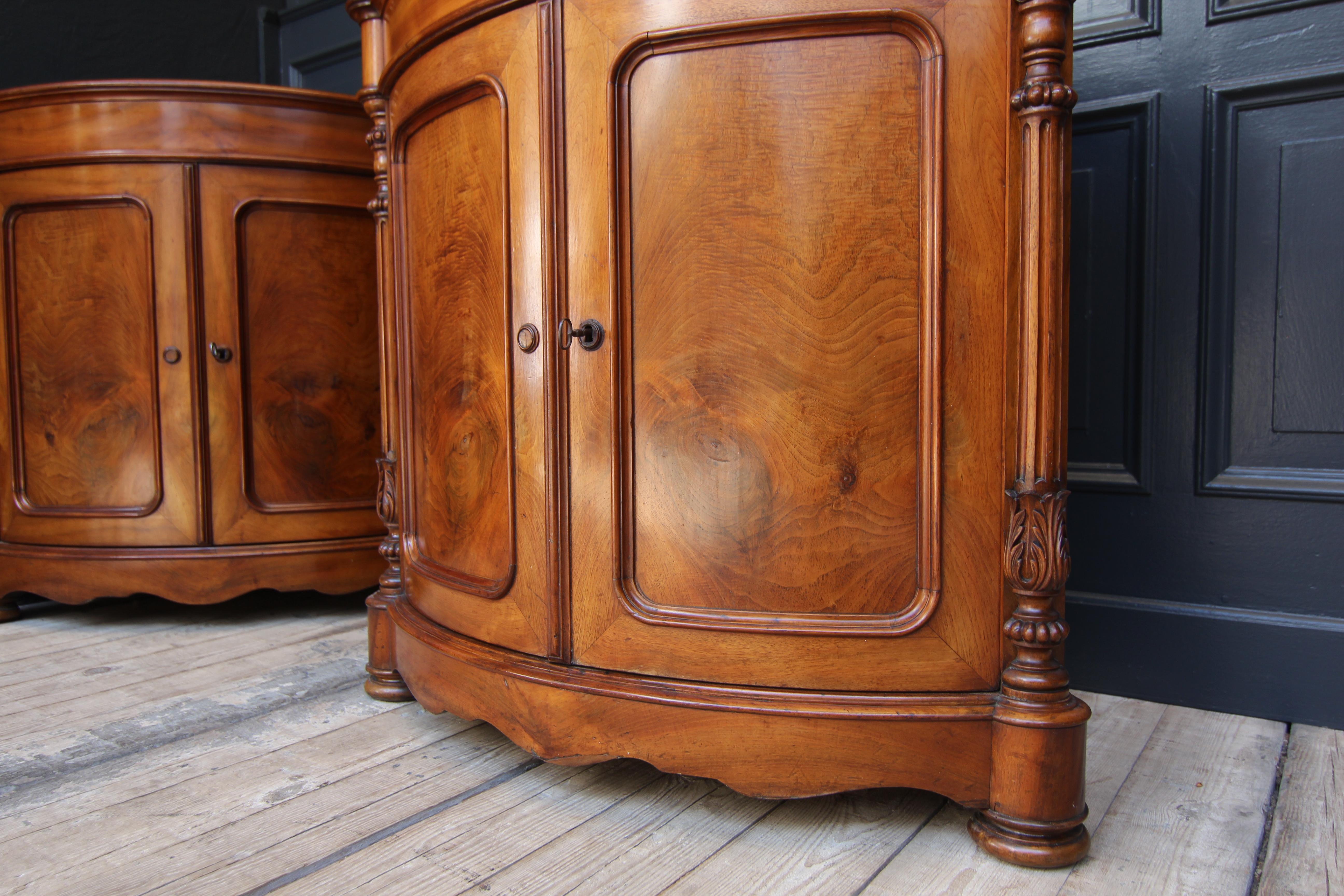 Pair of 19th Century Louis Philippe Bow Front Corner Cabinets For Sale 10