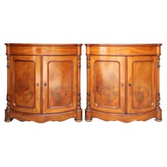 Antique Pair of 19th Century Louis Philippe Bow Front Corner Cabinets