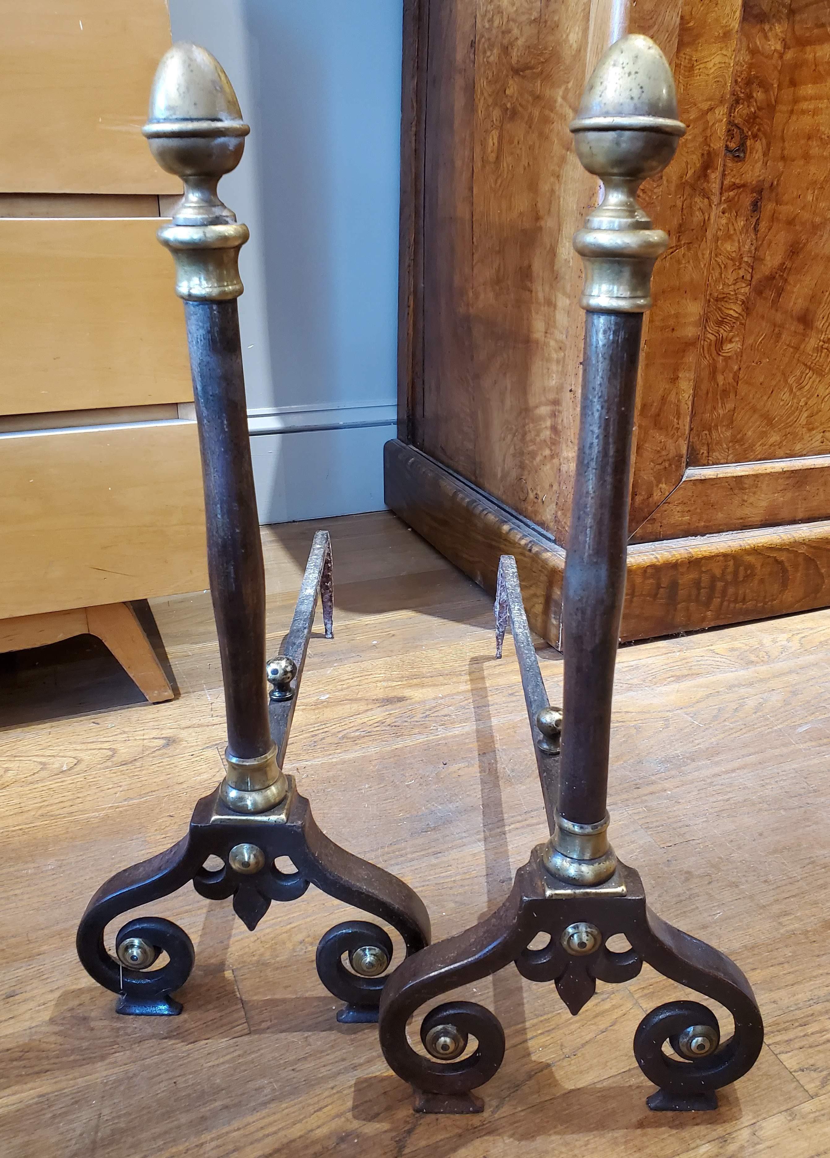 Pair of 19th Century Louis XIV Style French Provincial Andirons 3