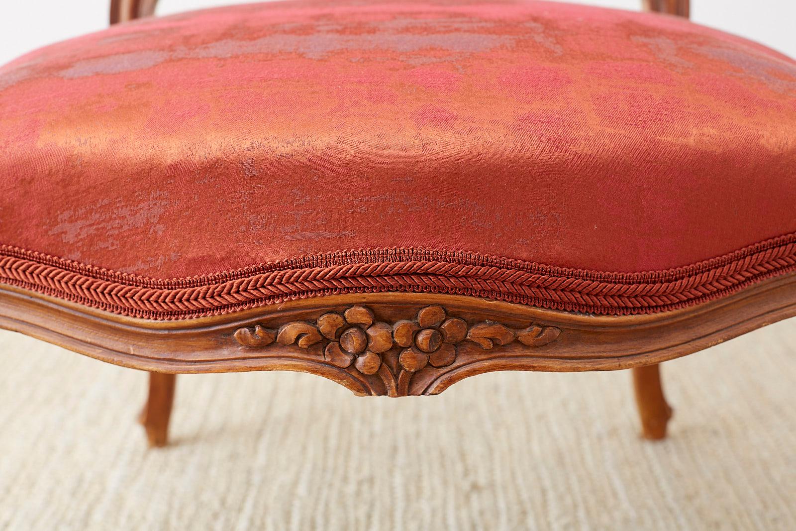 Pair of 19th Century Louis XV Carved Walnut Armchairs For Sale 3