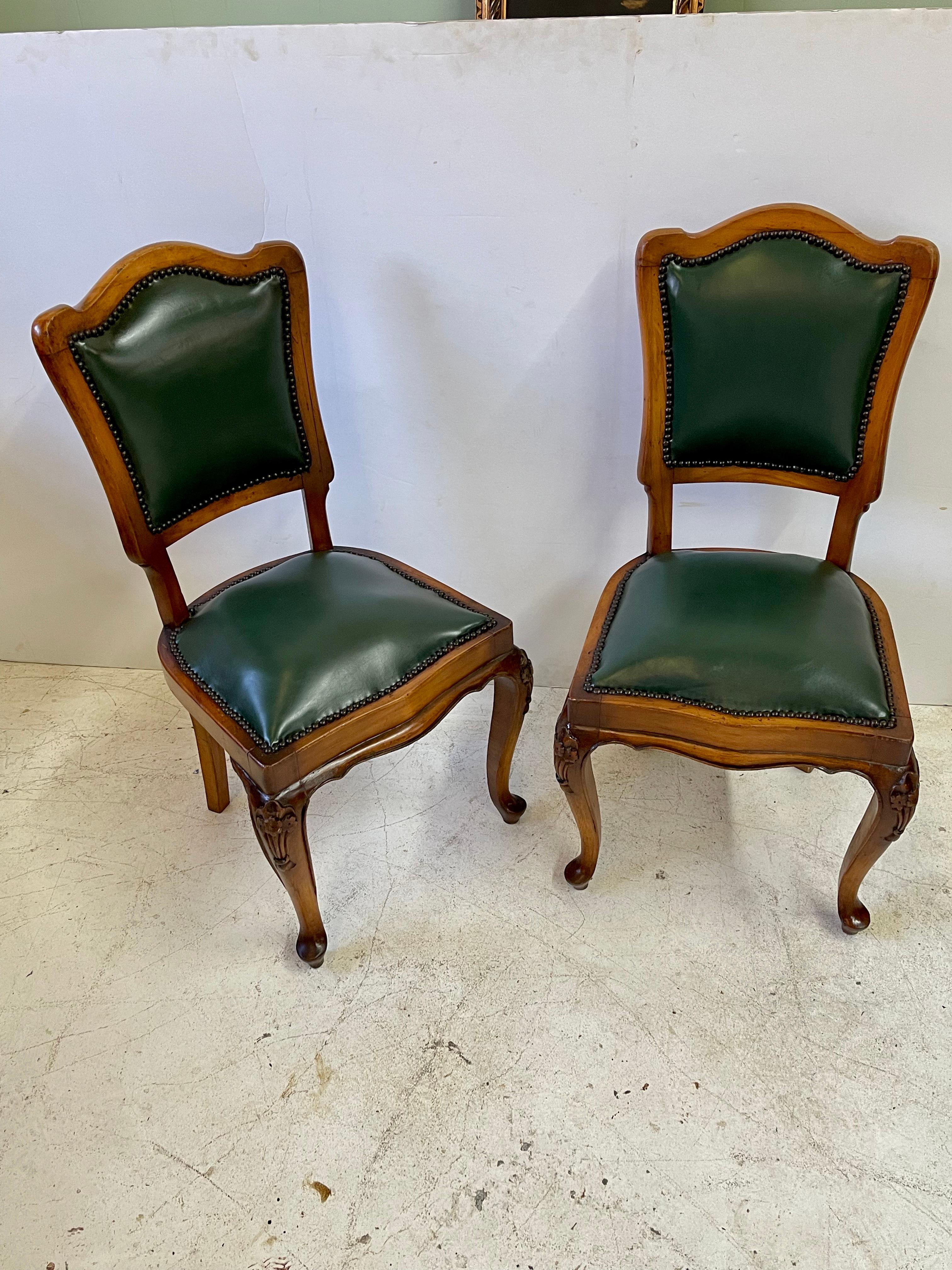 Pair of 19th Century Louis XV Fruitwood Side Chairs In Good Condition In Atlanta, GA