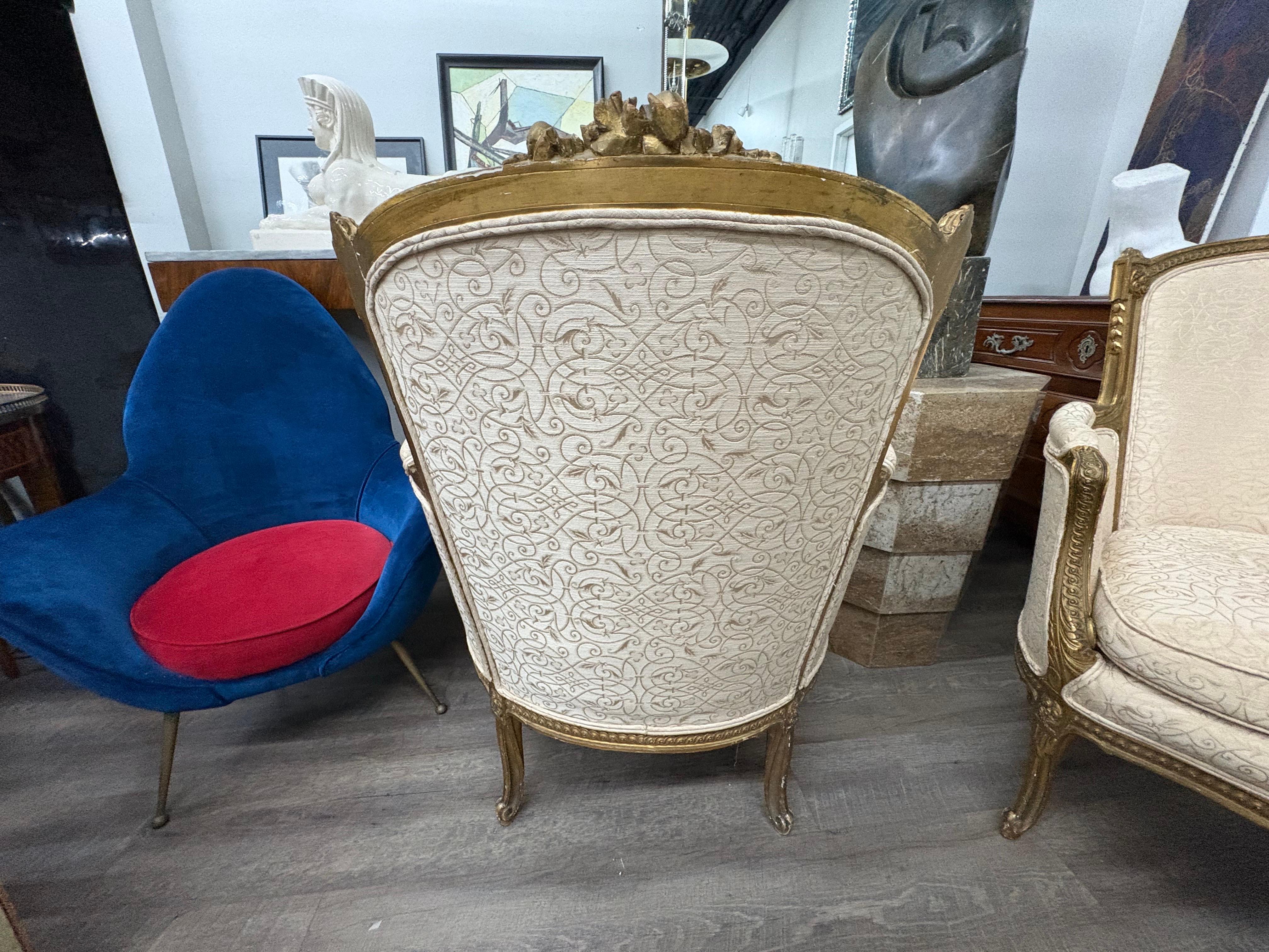Pair Of 19th Century Louis XV Giltwood Bergeres For Sale 8