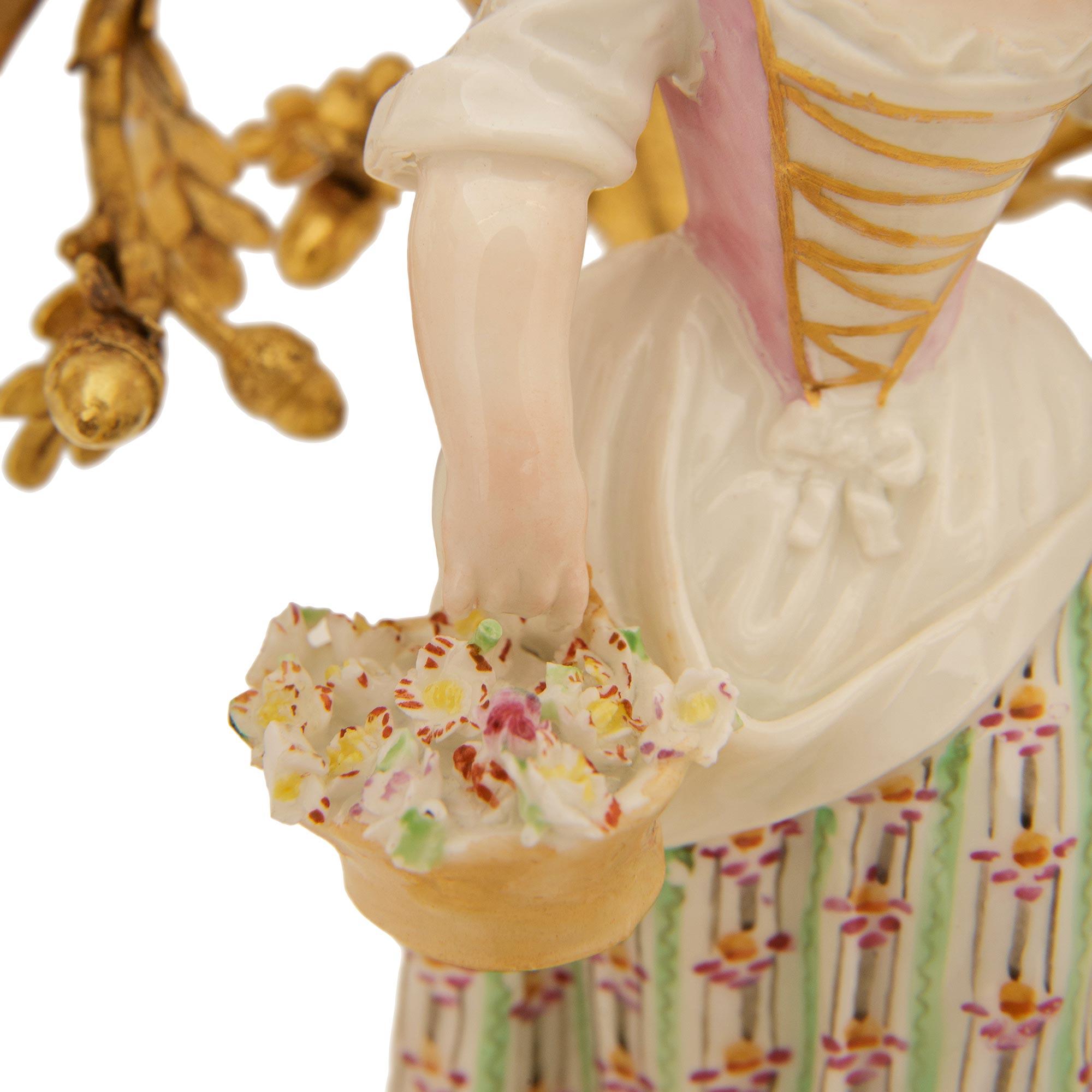 coppia di candelabri in porcellana di Meissen Porcelain e Ormolu del XIX secolo in vendita 4