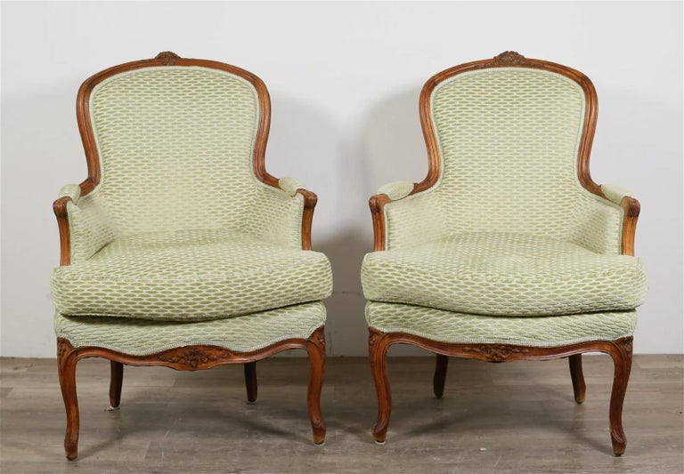 Pair of 19th Century Louis XV Style Bergere Chairs For Sale at 1stDibs