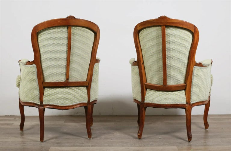 Pair of 19th Century Louis XV Style Bergere Chairs For Sale at 1stDibs