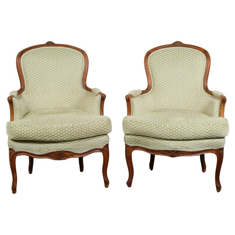 Pair of 19th Century Louis XV Style Bergere Chairs For Sale at 1stDibs