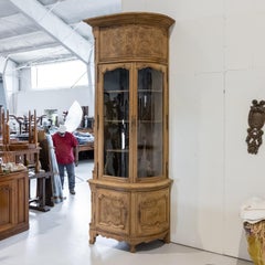 Pair of 19th Century Louis XV Style Bleached Oak Chateau Corner Cabinets