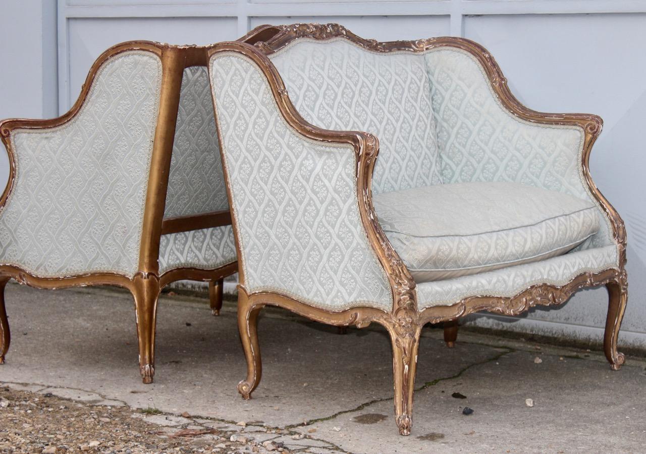 Late 19th Century Pair of 19th Century Louis XV Style Giltwood Marquises after J-B Tilliard