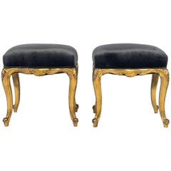 Pair of 19th Century Louis XV Style Giltwood Stools