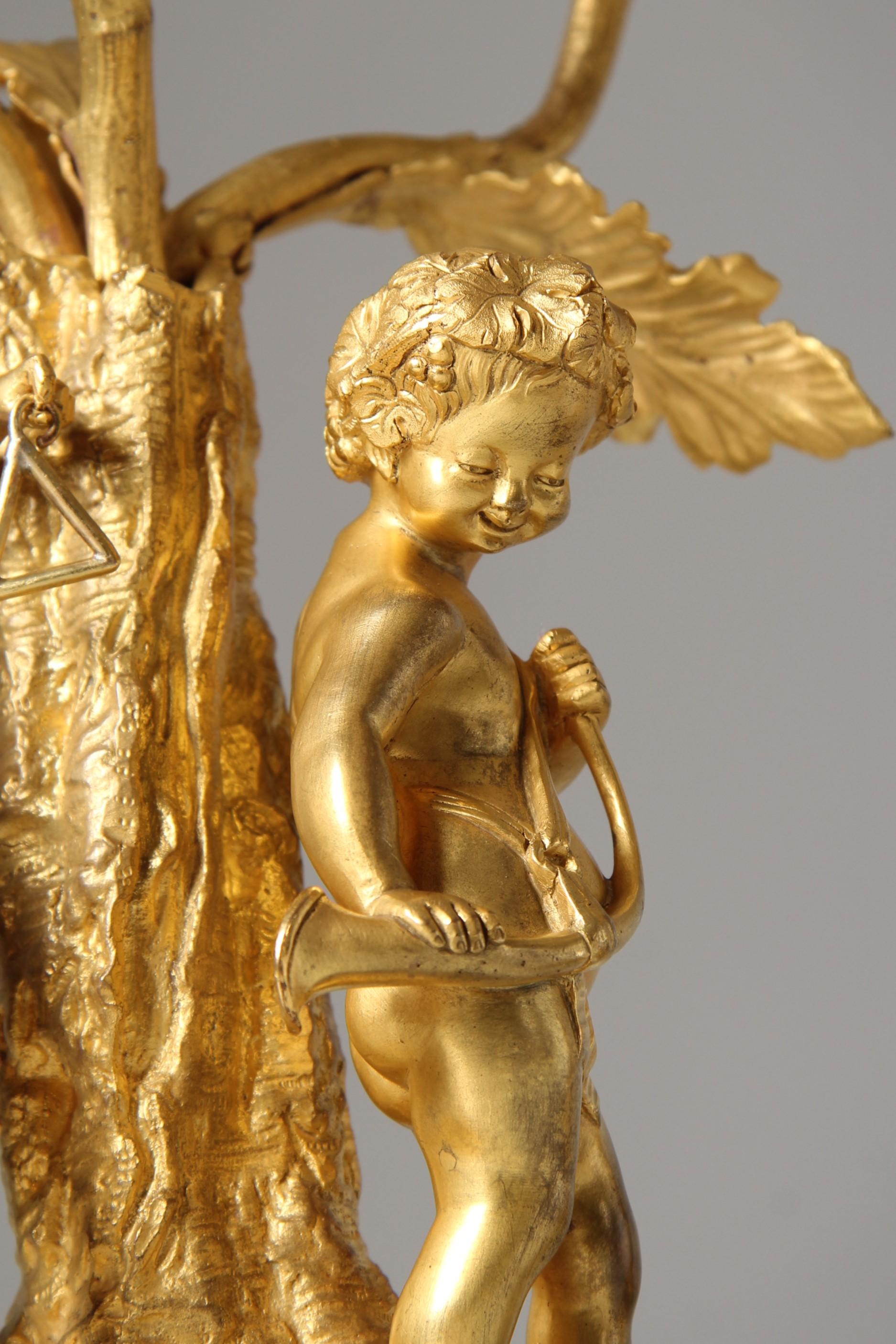 Pair of 19th Century Louis XV Style Ormolu Candelabras with Musical Cherubs For Sale 3