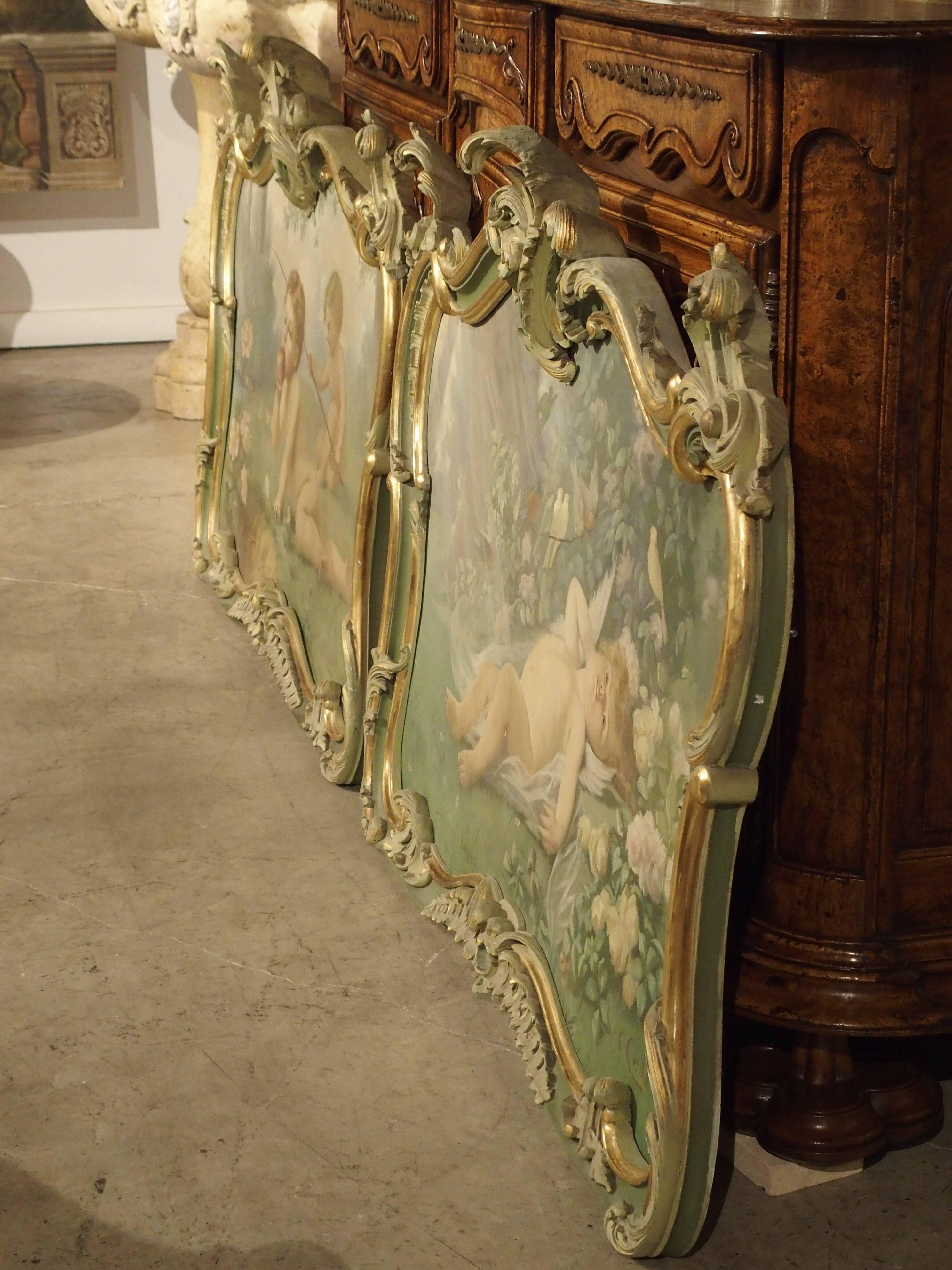 Pair of 19th Century Louis XV Style Overdoor Paintings from Italy 8