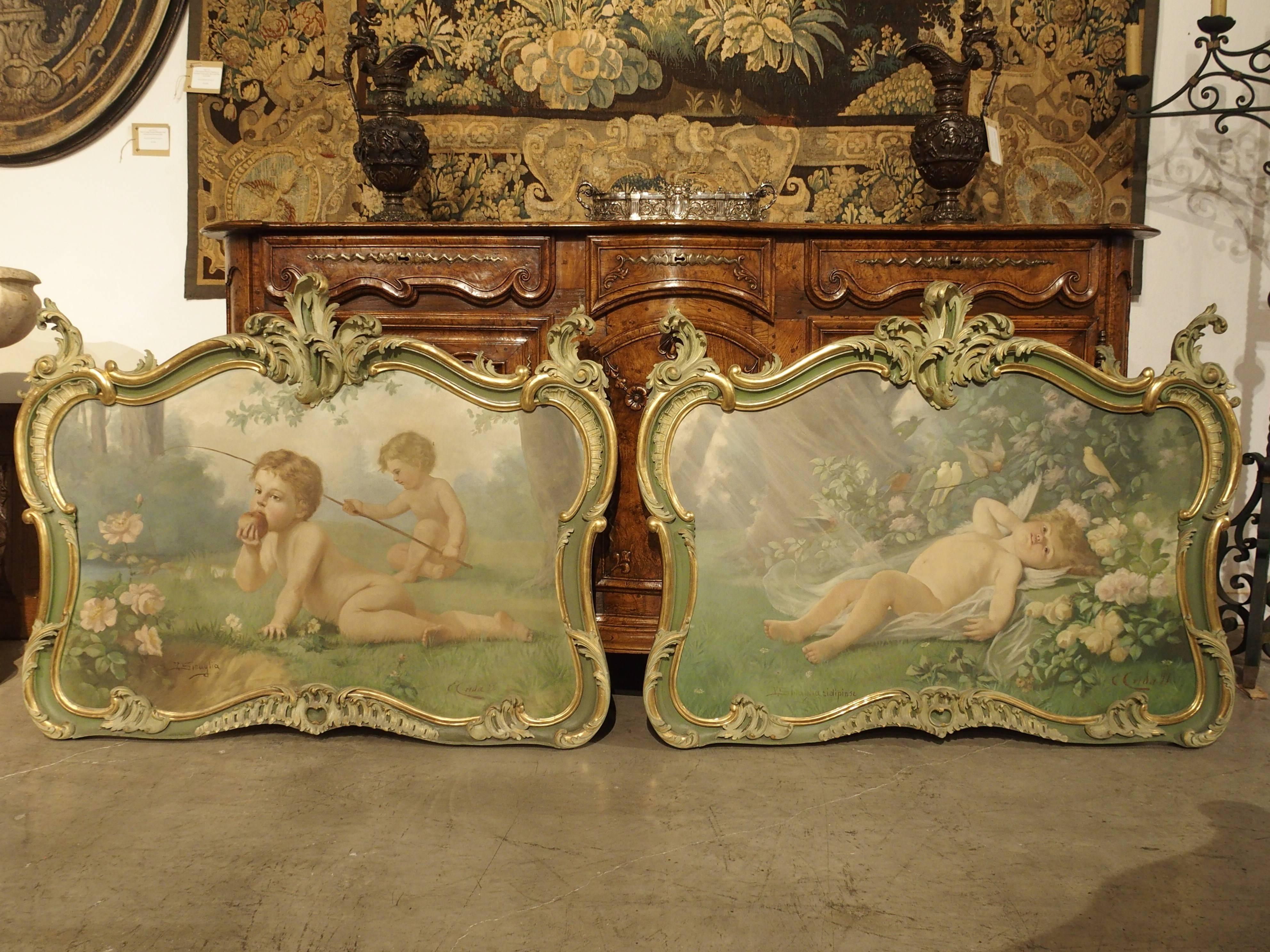 Pair of 19th Century Louis XV Style Overdoor Paintings from Italy 13