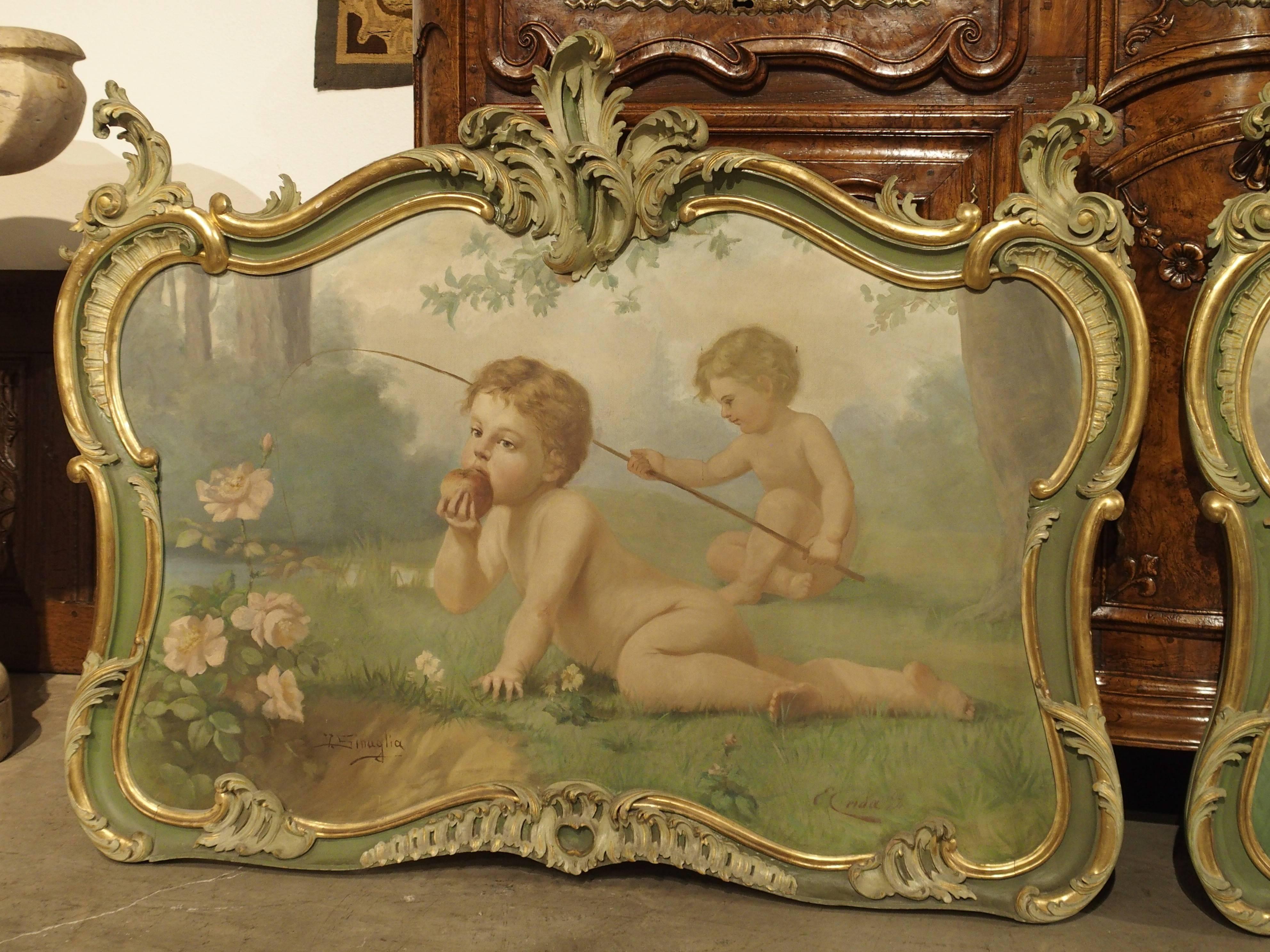 Pair of 19th Century Louis XV Style Overdoor Paintings from Italy 14