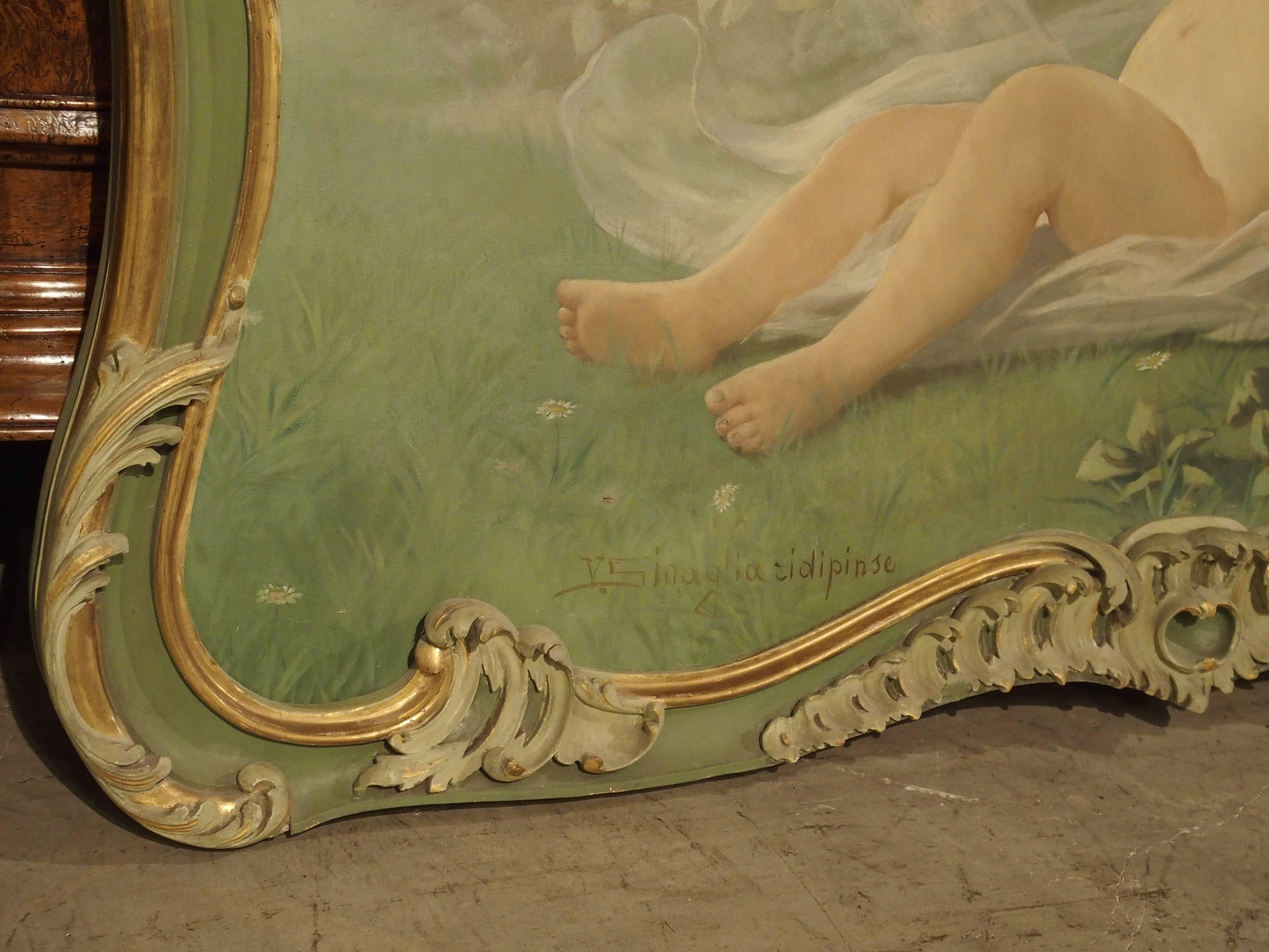 Late 19th Century Pair of 19th Century Louis XV Style Overdoor Paintings from Italy