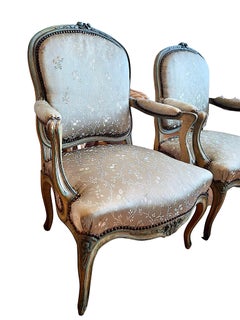 Pair of 19th-century Louis XV-style Painted Armchairs