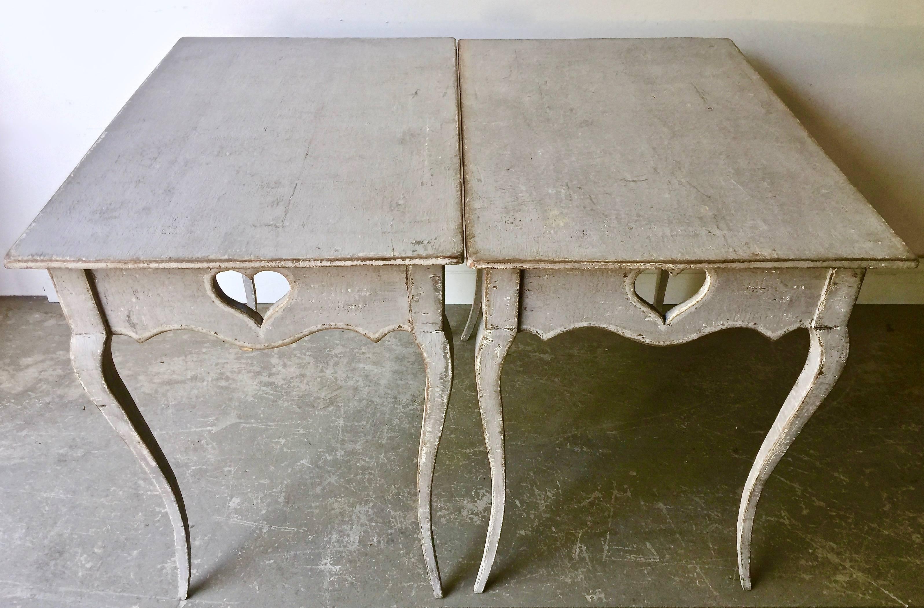 Oak Pair of 19th Century Louis XV Style Painted Small Tables