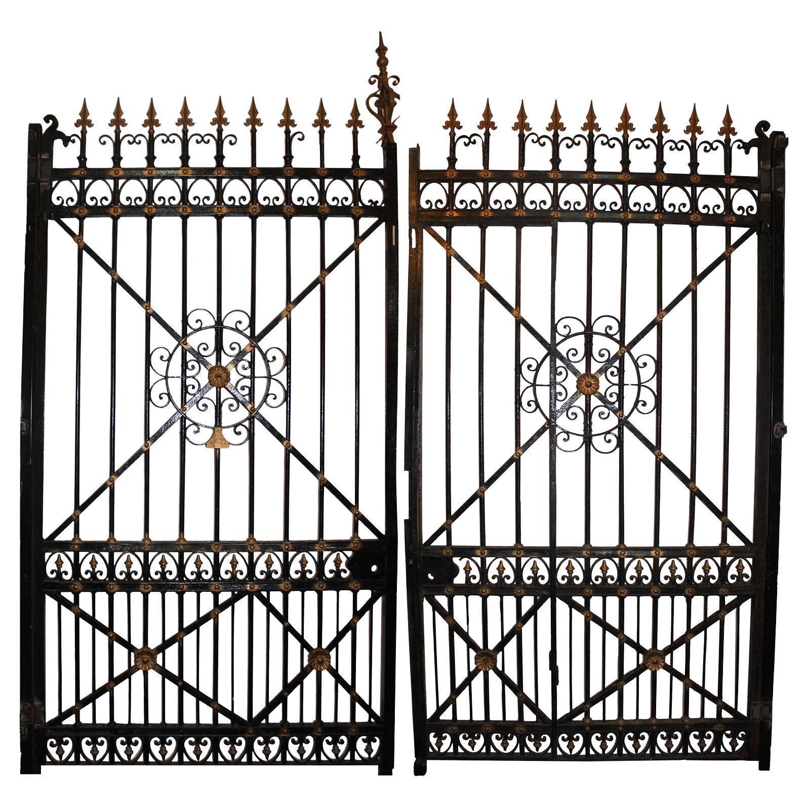 Pair of 19th Century Louis XV Style Wrought Iron Palace Driveway Entrance Gates