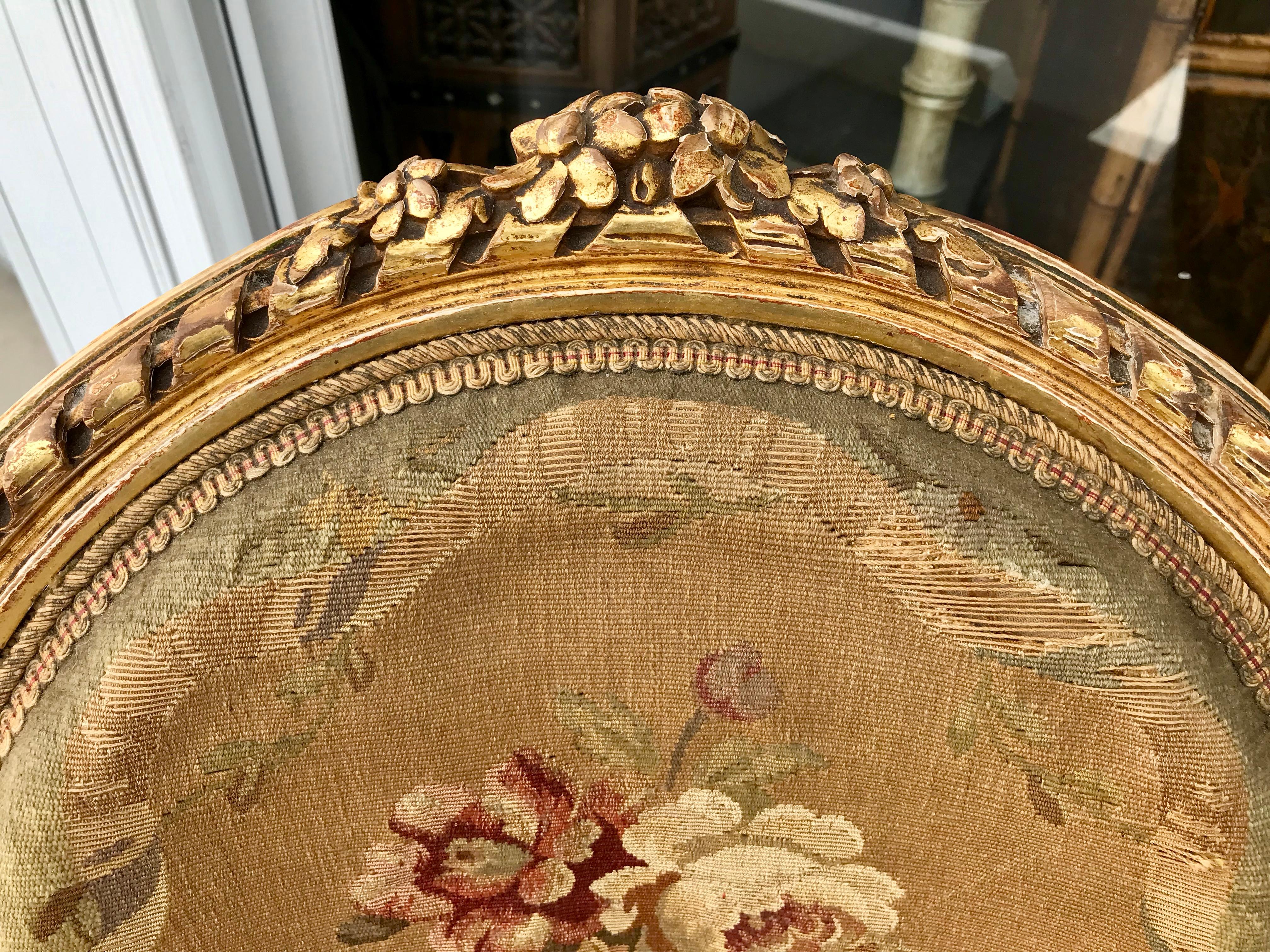 Pair of 19th Century Louis XVI Gilded Arm Chairs 5