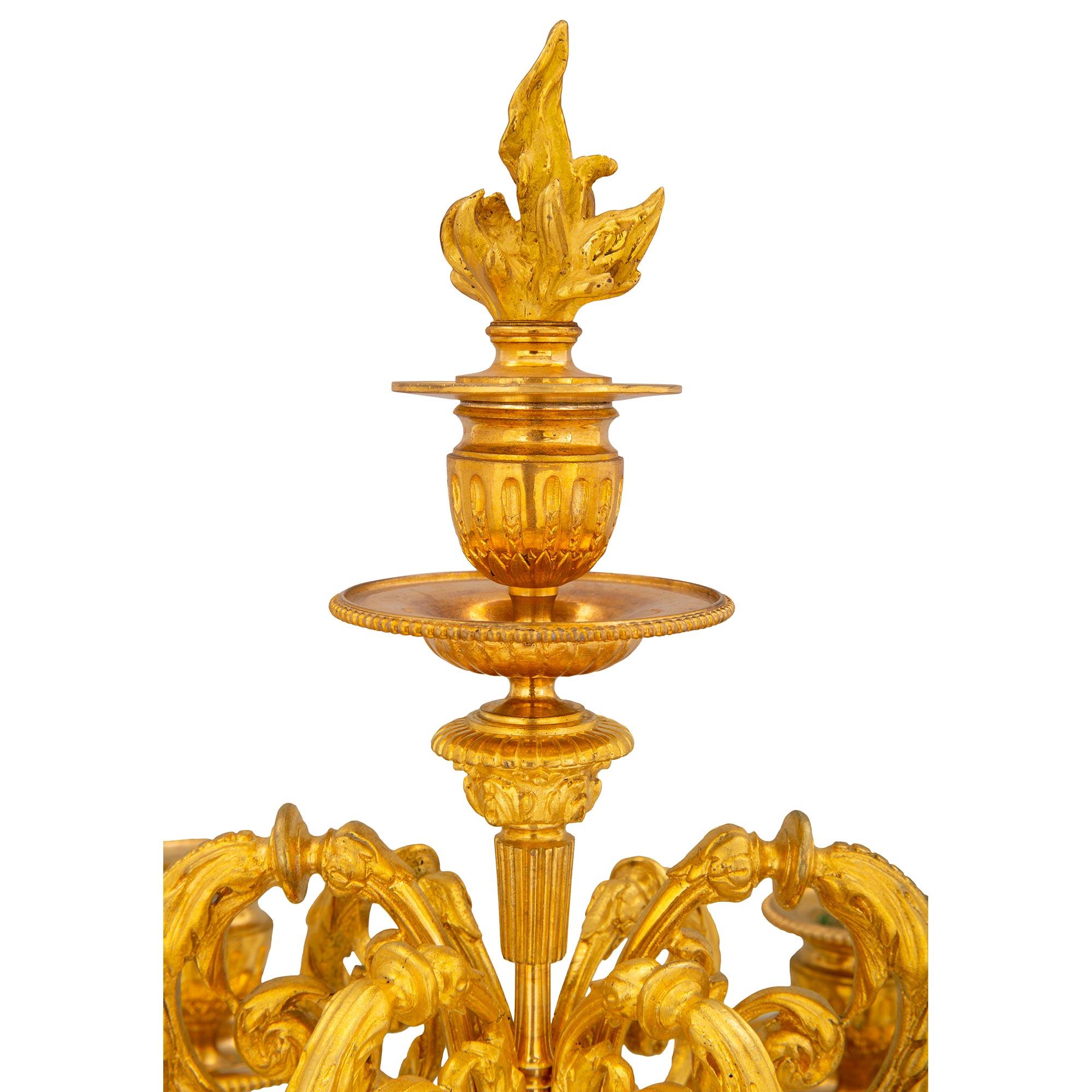 French Pair of 19th Century Louis XVI St. Ormolu and Marble Candelabras For Sale