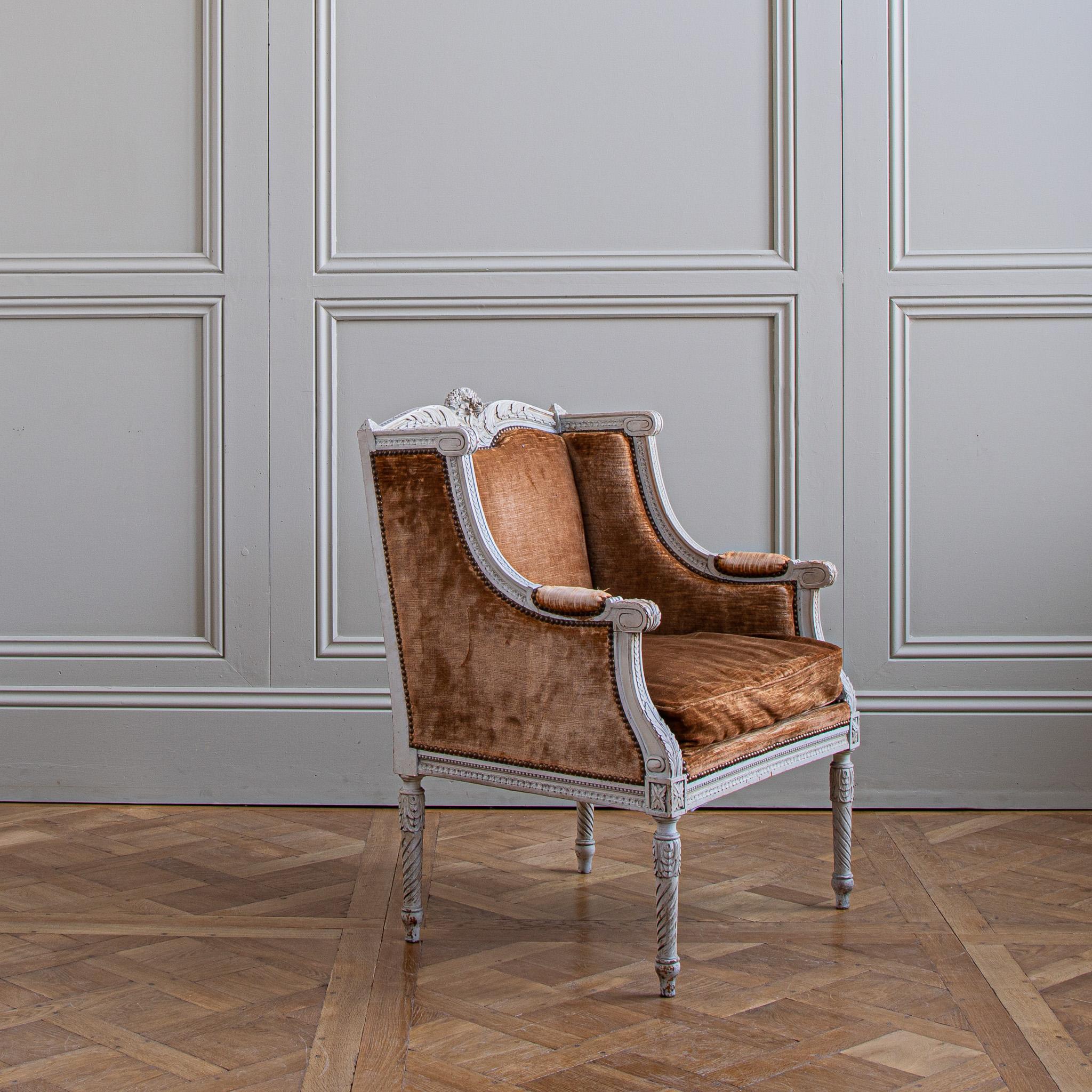 Paar französische Sessel im Stil Louis XVI Bergere à Oreilles aus dem 19. im Angebot 5