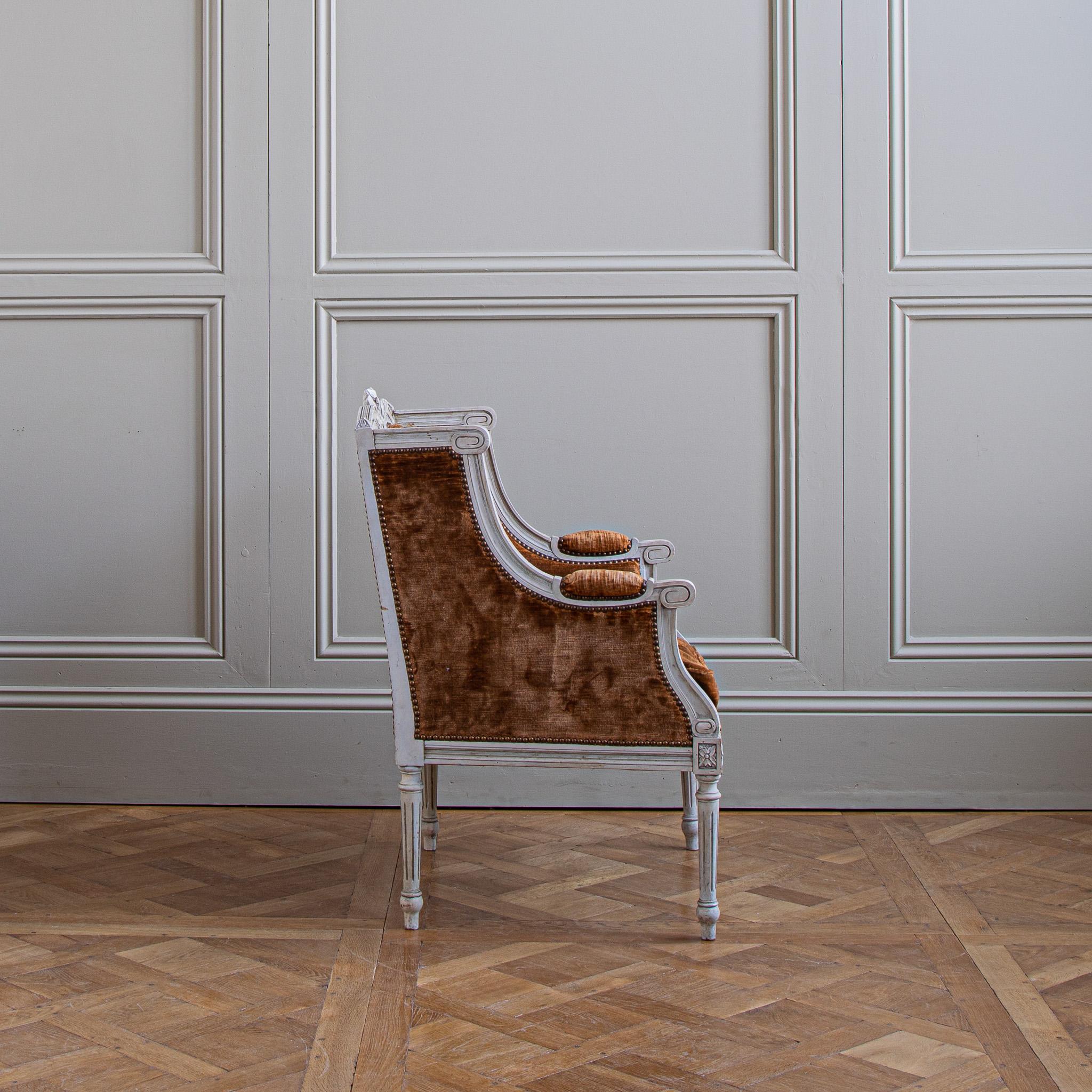 Paar französische Sessel im Stil Louis XVI Bergere à Oreilles aus dem 19. (Polster) im Angebot