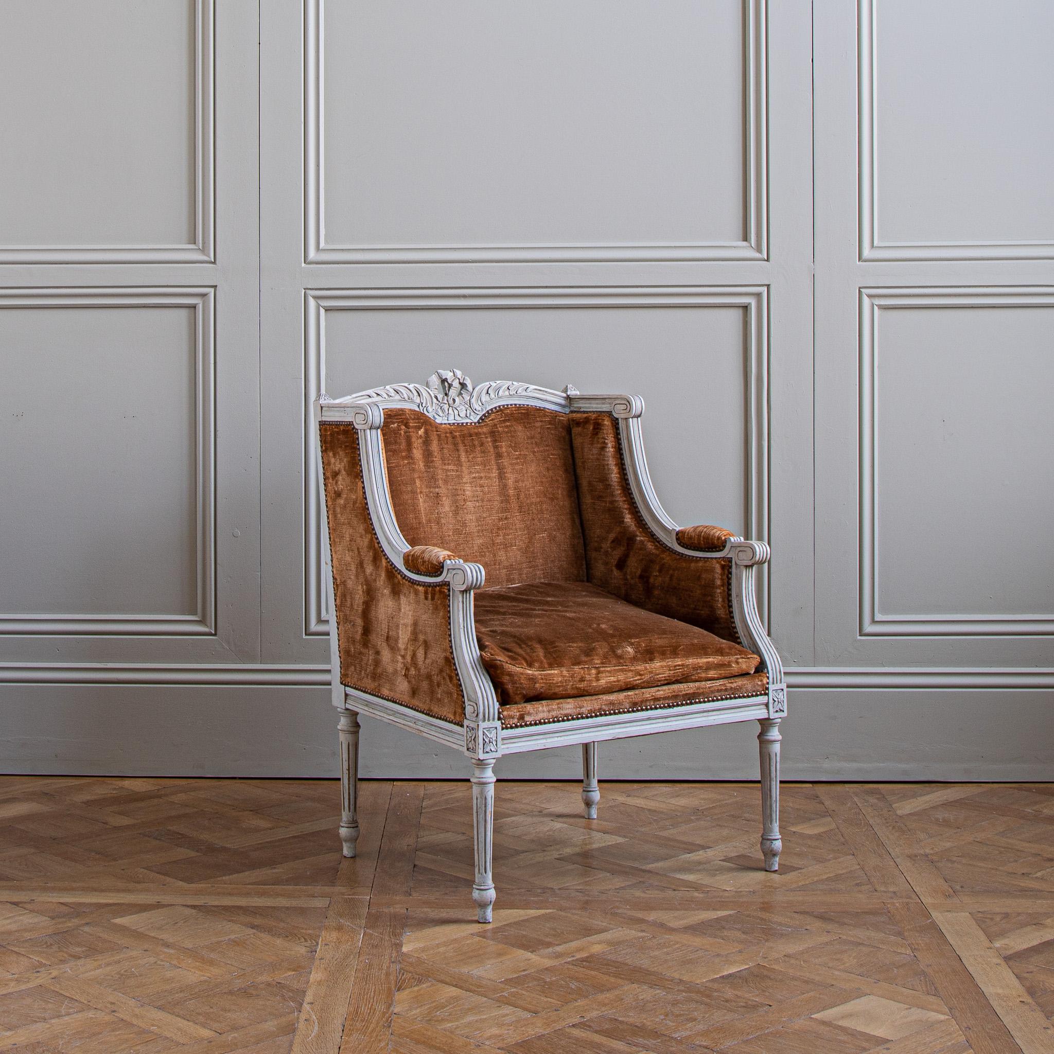 Paar französische Sessel im Stil Louis XVI Bergere à Oreilles aus dem 19. im Angebot 1