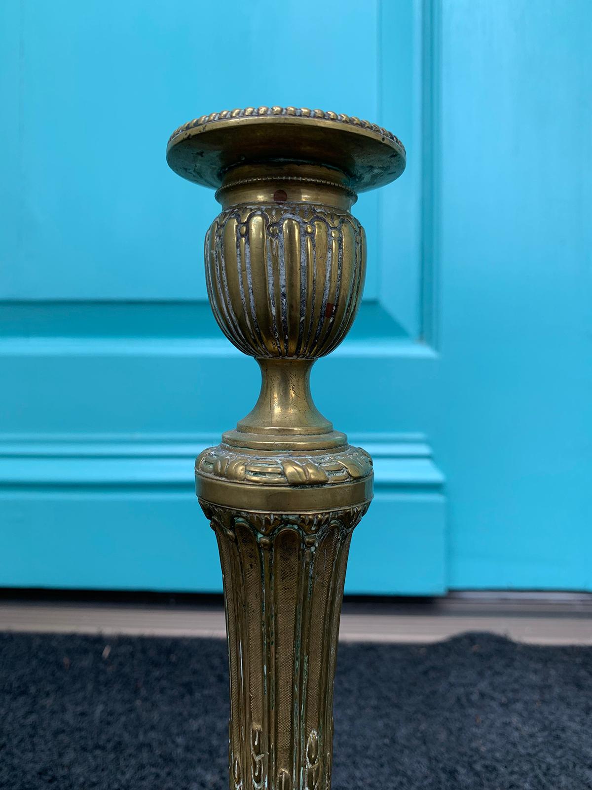 Pair of 19th Century Louis XVI Style Bronze Candlesticks, Marked Made in France In Good Condition For Sale In Atlanta, GA