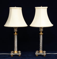19th Century Louis XVI Style French Dore Bronze Mounted Baccarat Lamp