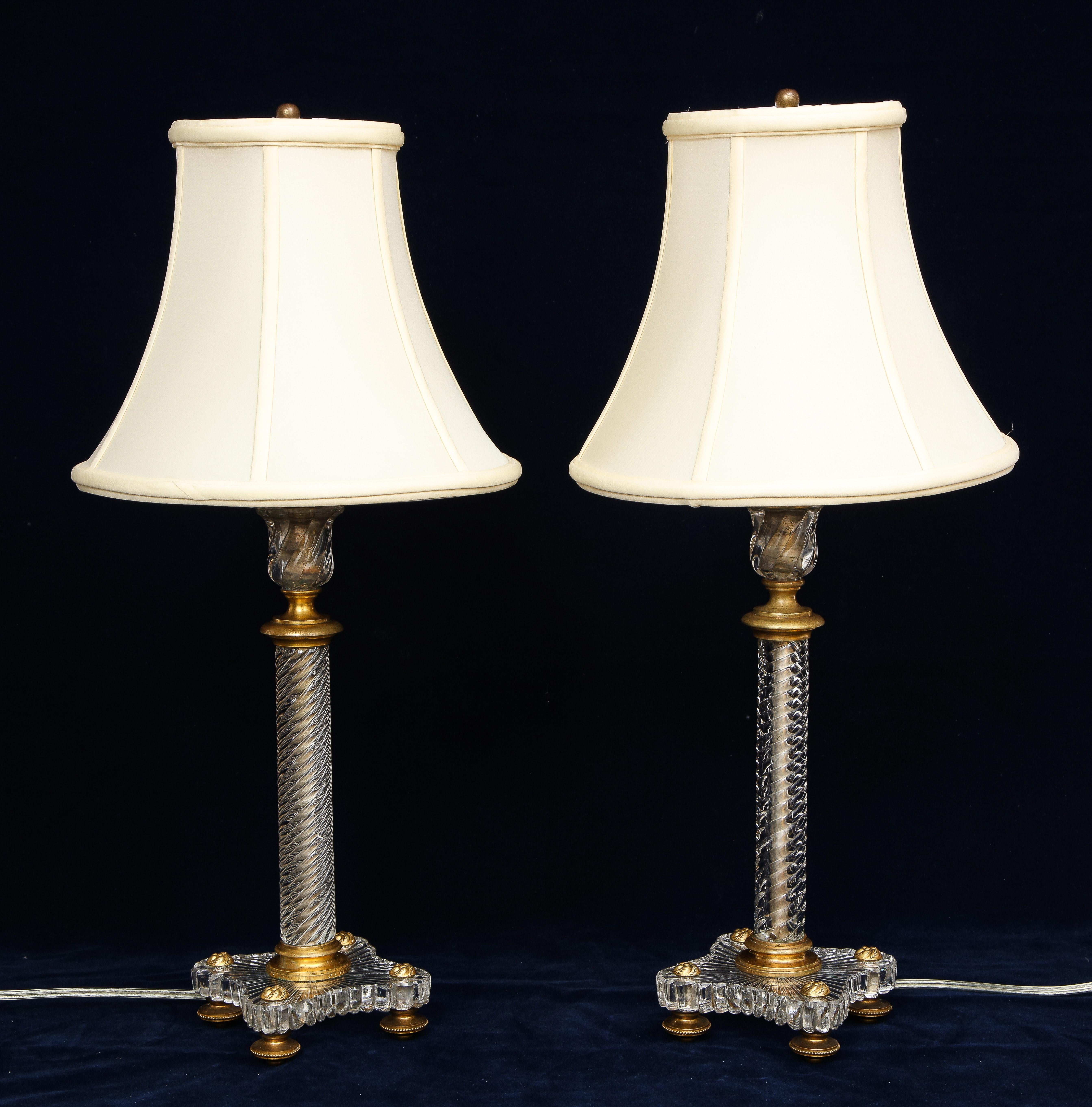 19th Century Louis XVI Style French Dore Bronze Mounted Baccarat Lamp In Good Condition In New York, NY