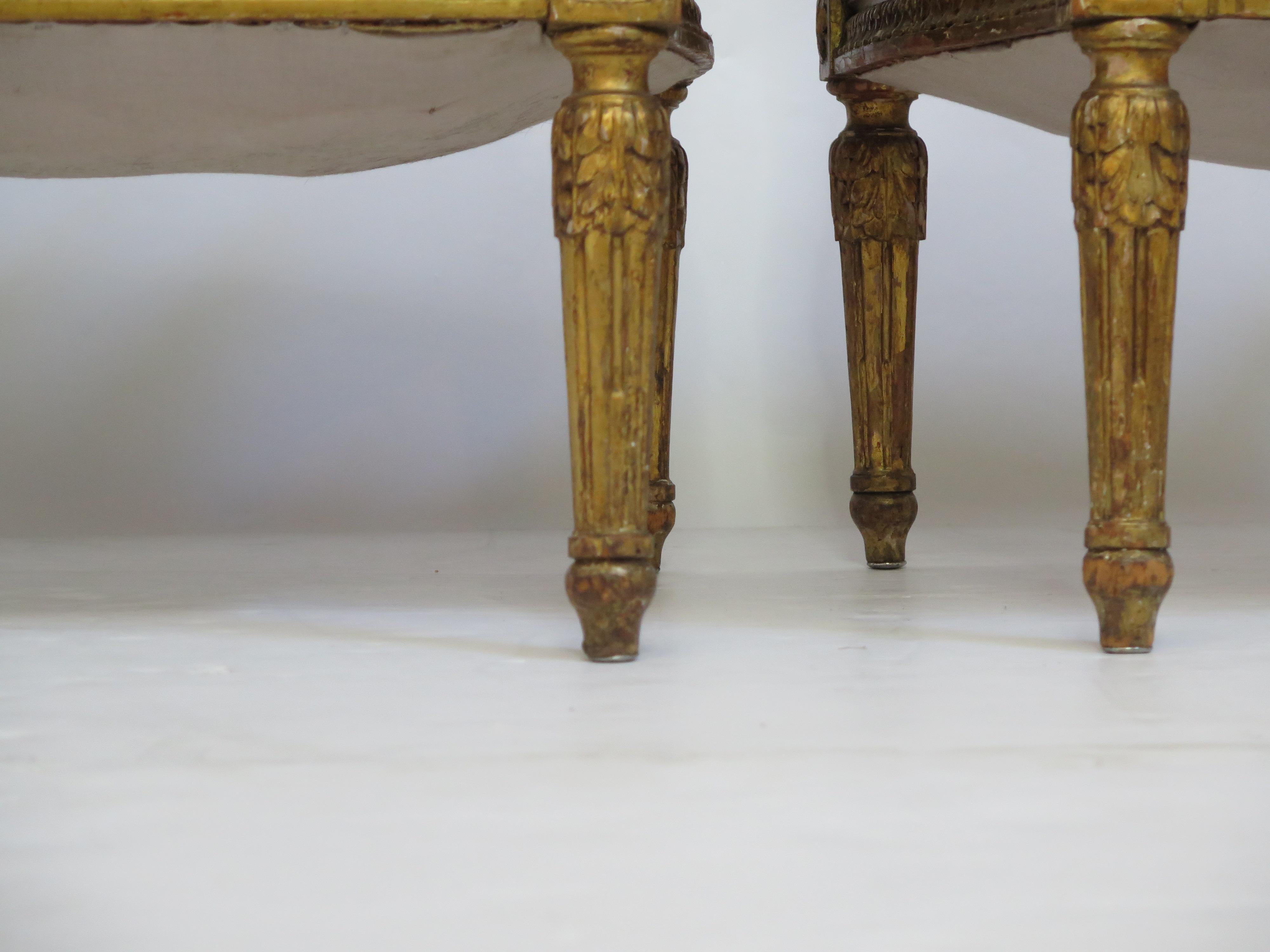 Pair of 19th Century Louis XVI Style Giltwood Fauteuils 5