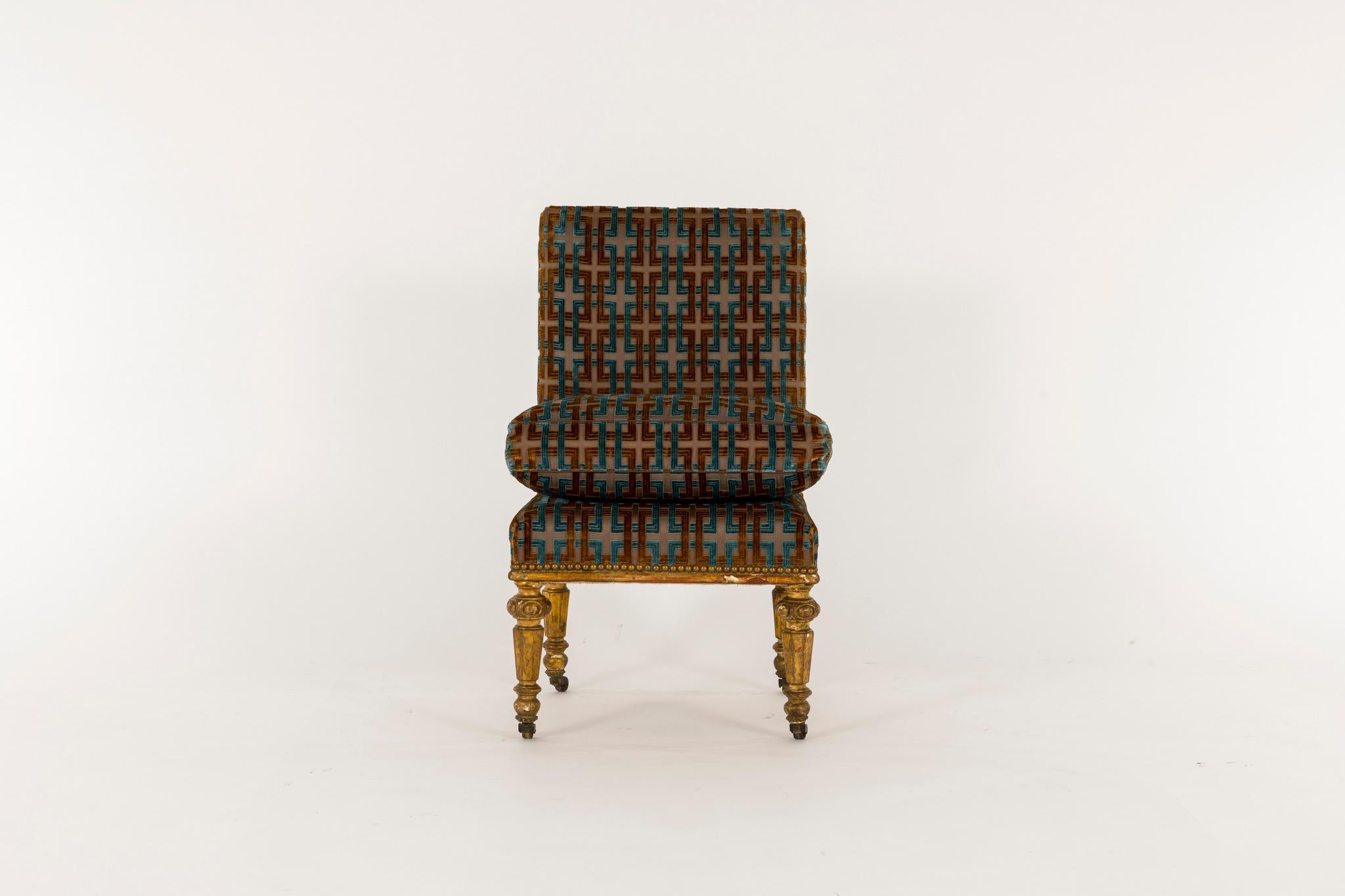 Paar Napoleon III Giltwood Slipper Chairs  (Französisch) im Angebot