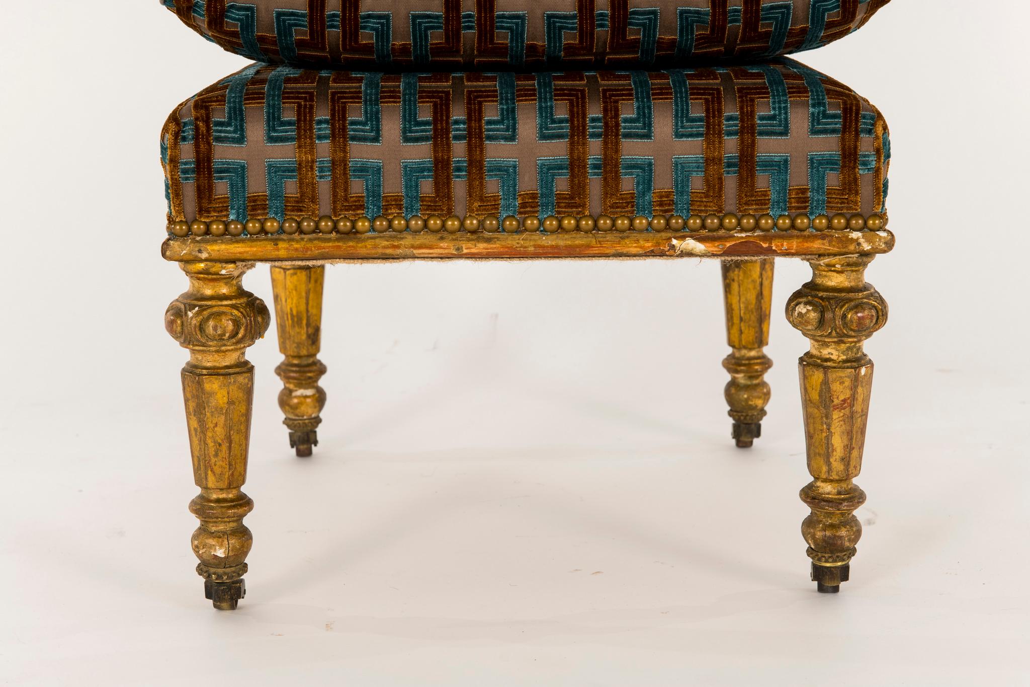 Paar Napoleon III Giltwood Slipper Chairs  (19. Jahrhundert) im Angebot
