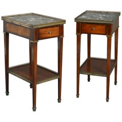 Pair of 19th Century Louis XVI Style Mahogany and Satinwood Bedside Tables