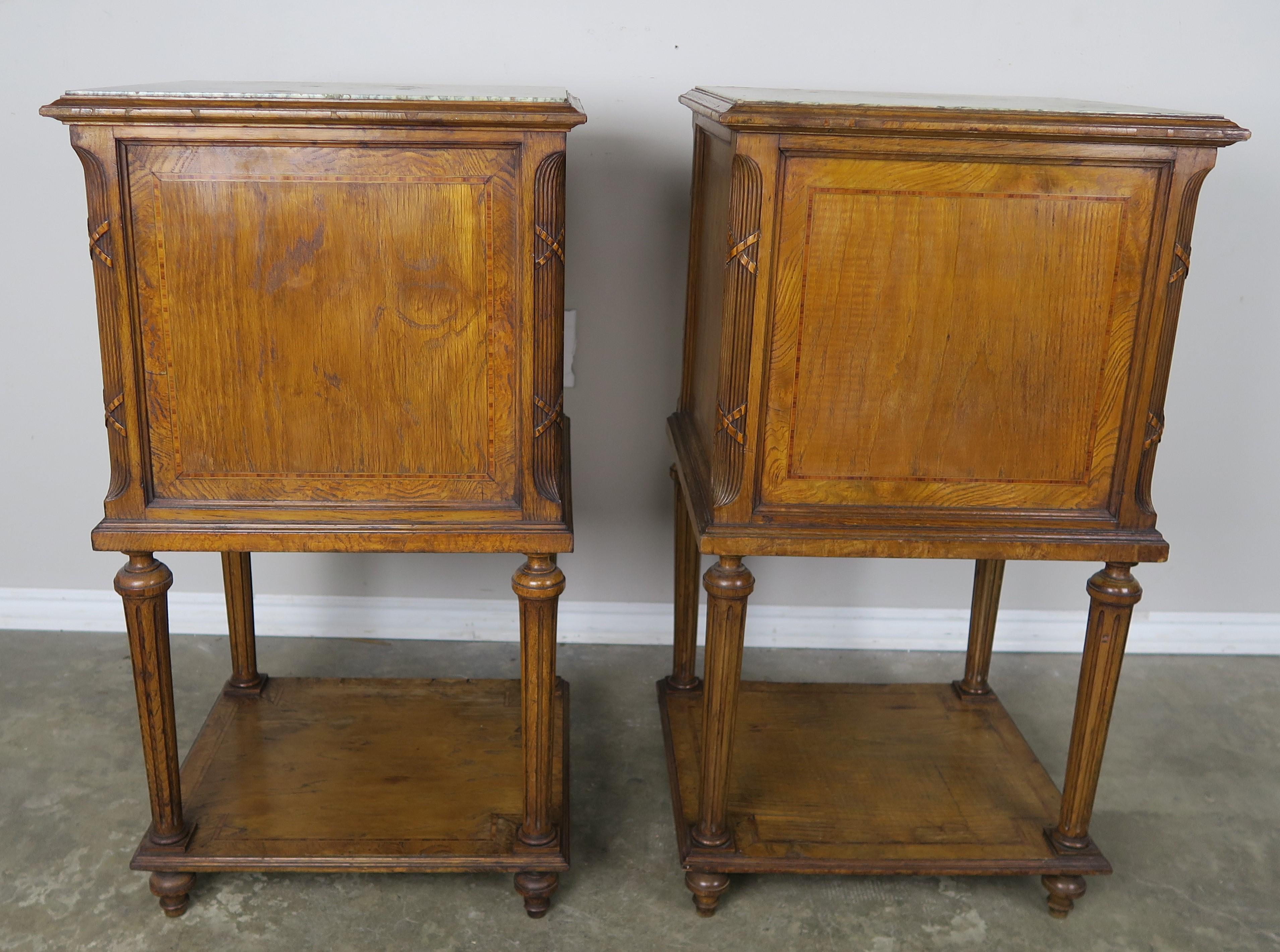 Pair of 19th Century Louis XVI Style Nightstands with Marble Tops 6