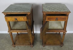 Pair of 19th Century Louis XVI Style Nightstands with Marble Tops