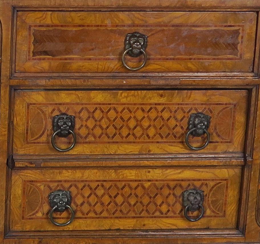 Inlay Pair of 19th Century Louis XVI Style Nightstands with Marble Tops
