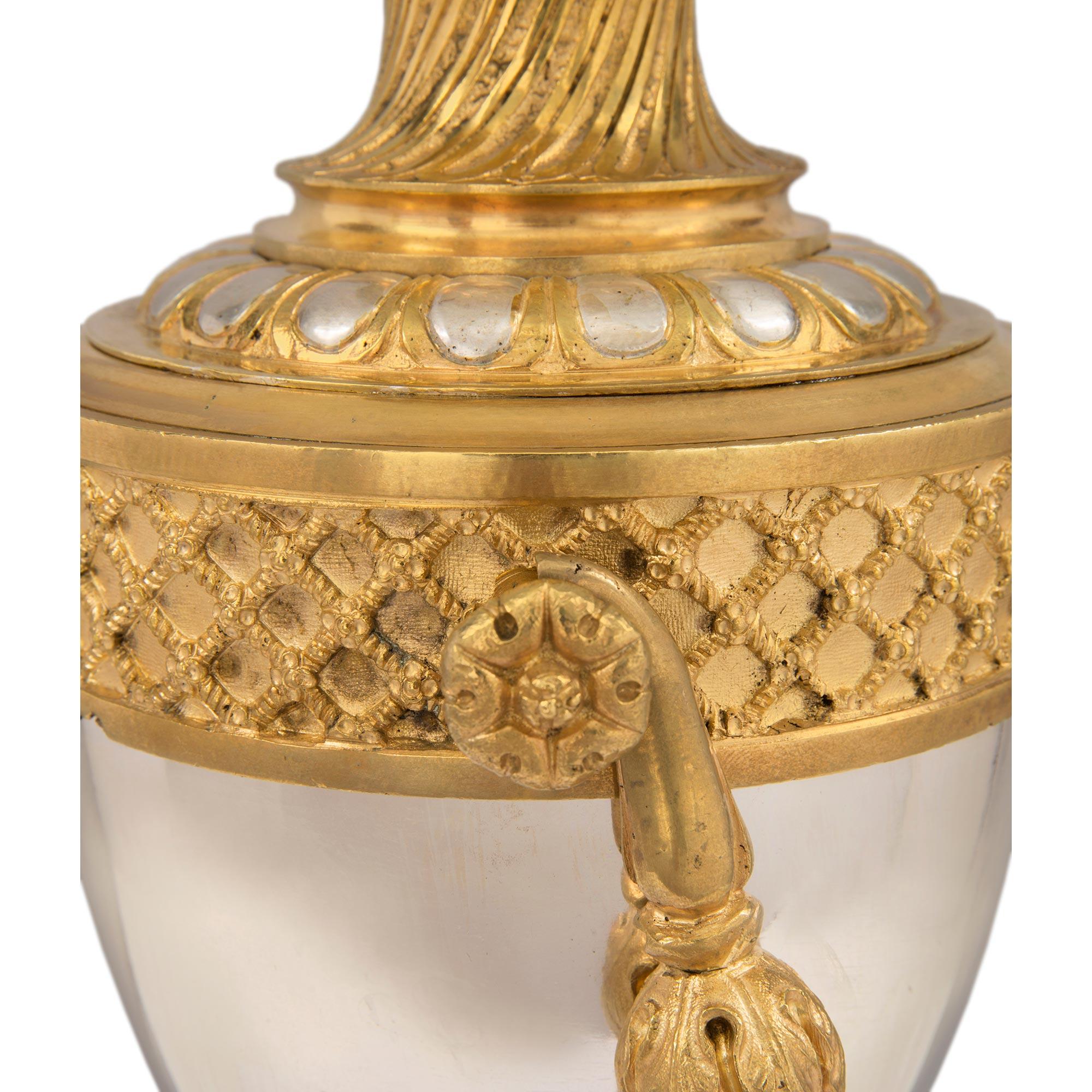 Pair of 19th Century Louis XVI Style Ormolu, Bronze and Faux Marble Lamps For Sale 1