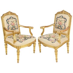 Pair of 19th Century Louis XVI Style Salon Chairs
